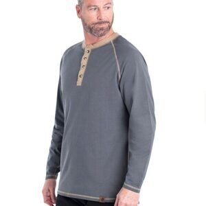 Legendary Whitetails Men's Gray-Brown Recluse Raglan Henley Long Sleeve Shirt M